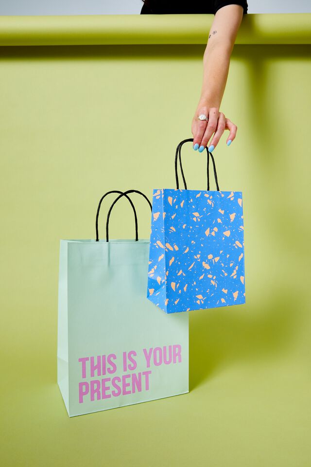 Get Stuffed Gift Bag - Small, BAD ASS MUM PEACH/BLUE
