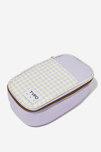Arlow Pencil Case, SOFT LILAC GINGHAM