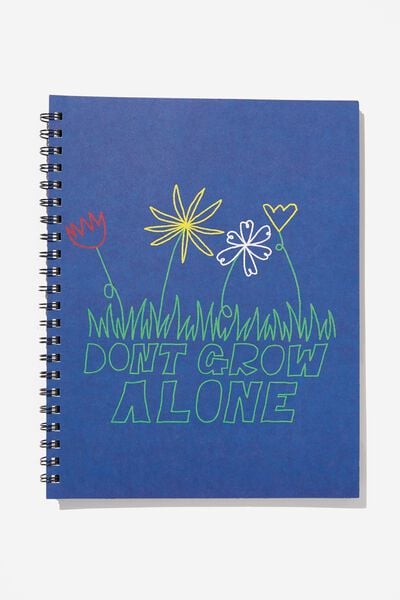 A4 Campus Notebook Recycled, DON T GROW ALONE NAVY FLORAL