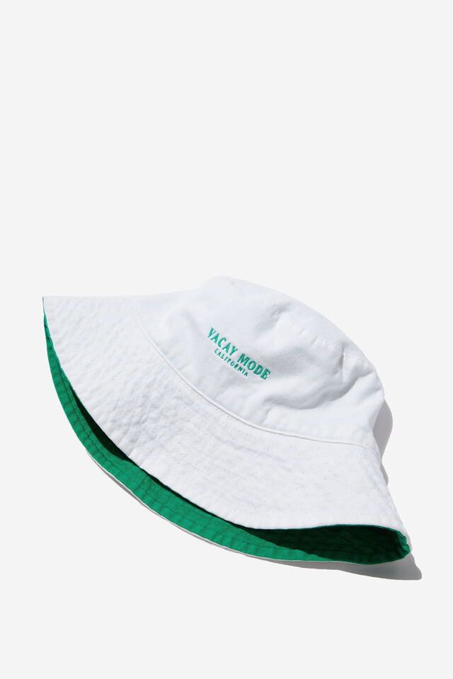 Reversible Bucket Hat, VACAY MODE WHITE TEAL