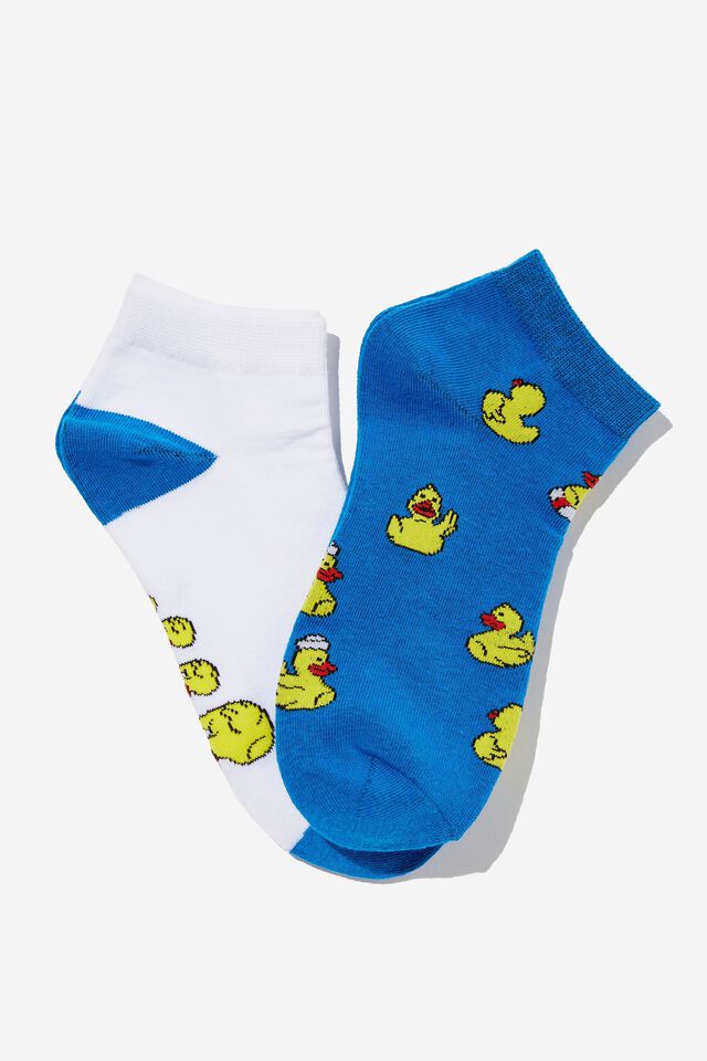 2 Pk Of Ankle Socks, WHAT THE DUCK (M/L)