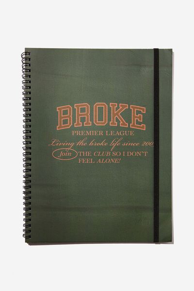 A4 Spinout Notebook Recycled, BROKE COLLEGIATE