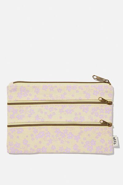 Double Campus Pencil Case, MESSY DITSY YELLOW