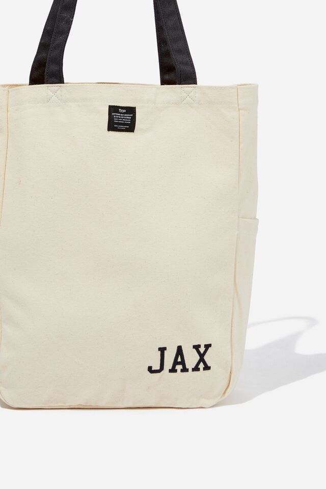 Personalised Art Tote, OFF WHITE & BLACK