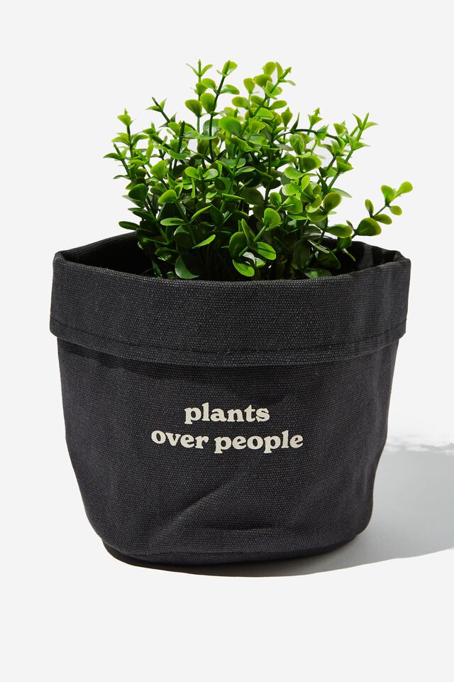 Canvas Planters, PLANTS OVER PEOPLE COOL GREY CANVAS