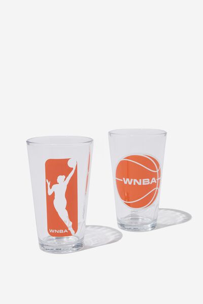 Collab Glass Tumbler Set Of 2, LCN NBA WOMENS LOGO