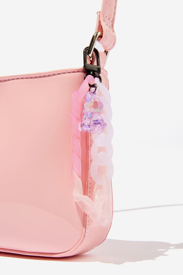 Trinket Bag Charm, OMBRE PINK CHAIN & TEDDY