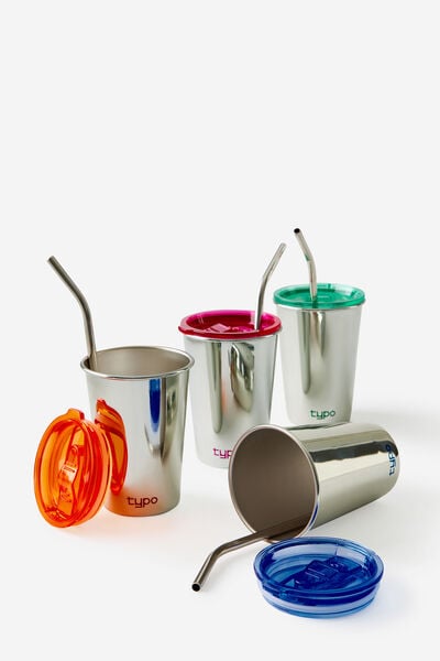 Party Cups 4 Pack, CHROME MULTI