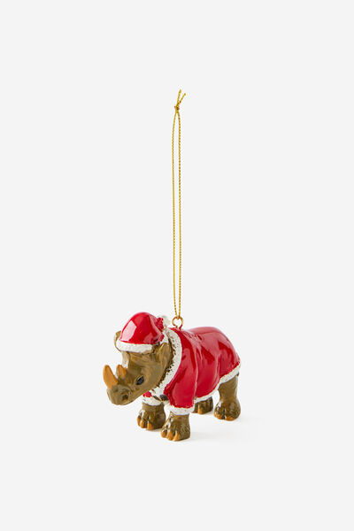 Resin Christmas Ornament, SANTA RHINO