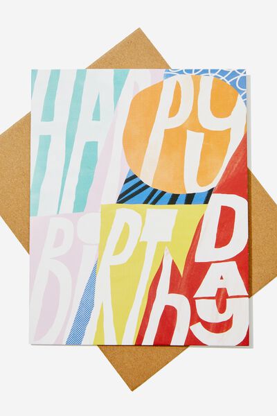 Nice Birthday Card, HAPPY BIRTHDAY MULTI SHAPE & COLOUR