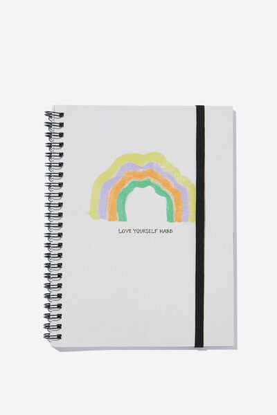 Small Spinout Notebook, RAINBOW LOVE YOURSELF HARD