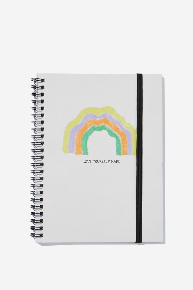 Small Spinout Notebook, RAINBOW LOVE YOURSELF HARD