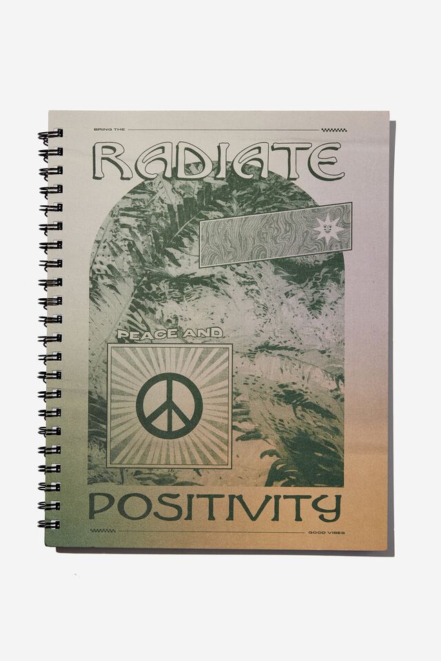 A4 Campus Notebook Recycled, RADIATE PEACE AND POSITIVITY SOLARISED