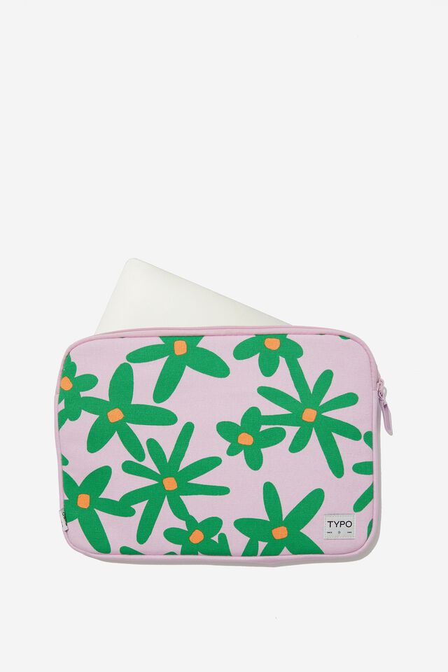 Take Me Away 13 Inch Laptop Case, PAPER DAISY GREEN & CANTELOPE
