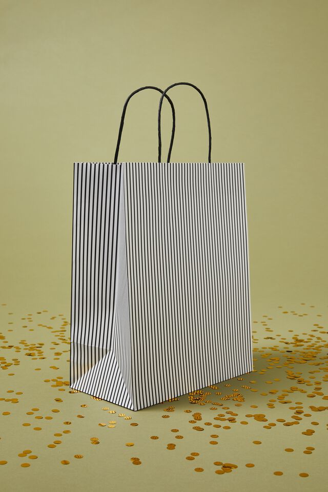 Get Stuffed Gift Bag - Medium, BLACK/WHITE PARKER STRIPE