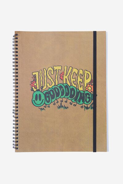 A4 Spinout Notebook Recycled, JUST KEEP GOING CATERPILLAR