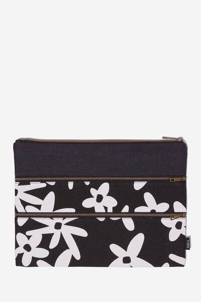 Keep It Together Pencil Case, PAPER DAISY BLACK AND WHITE LARGE