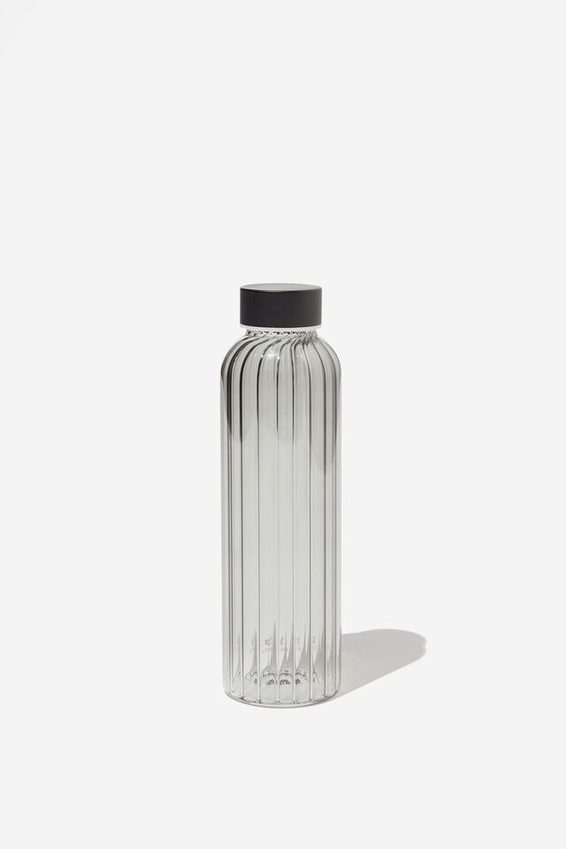 So Glassy Glass Ridged Bottle, BLACK