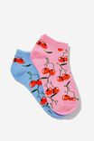 2 Pk Of Ankle Socks, CHERRY YDG MUTLI (S/M) - alternate image 1