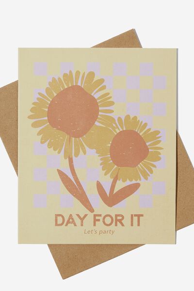 Nice Birthday Card, DAY FOR IT SUNFLOWERS CHECKERBOARD