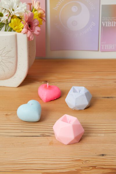 DIY Candle Making Kit, PINK & BLUE HEART HEX