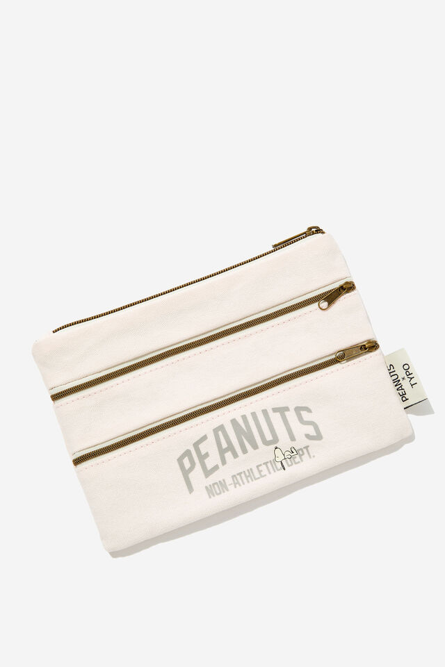 Premium Double Campus Pencil Case, LCN PEA PEANUTS PINK