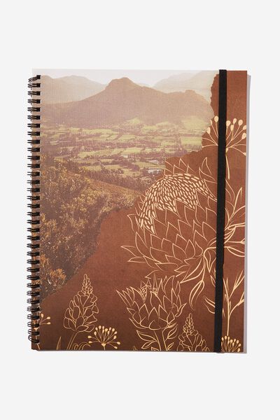 A4 Spinout Notebook Recycled, RG ZA FLORAL LANDSCAPE