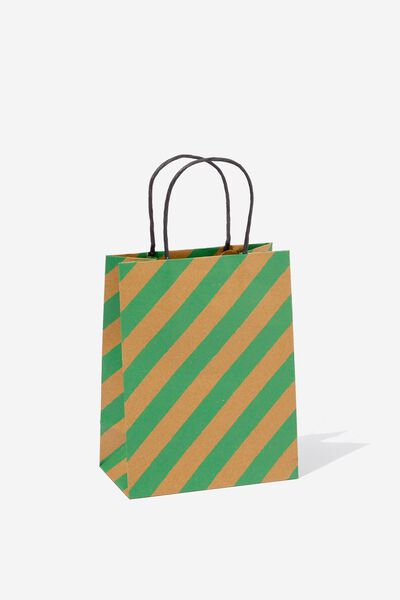 Get Stuffed Gift Bag - Small, GREEN/CRAFT DIAGONAL STRIPE