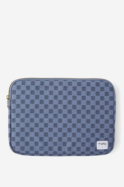 Take Me Away 13 Inch Laptop Case, STRIPED CHECK STORM BLUE