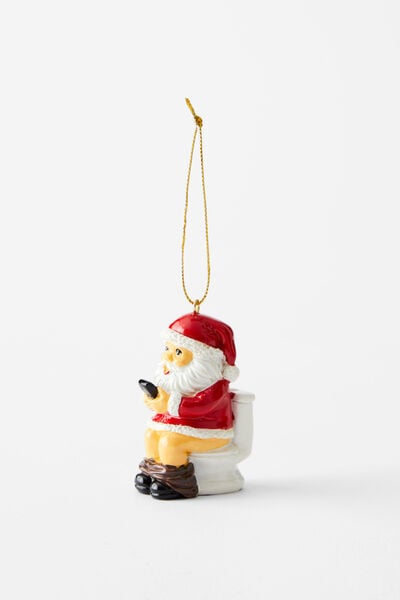 Resin Christmas Ornament, TOILET SANTA