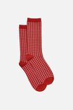 Socks, RED GRID