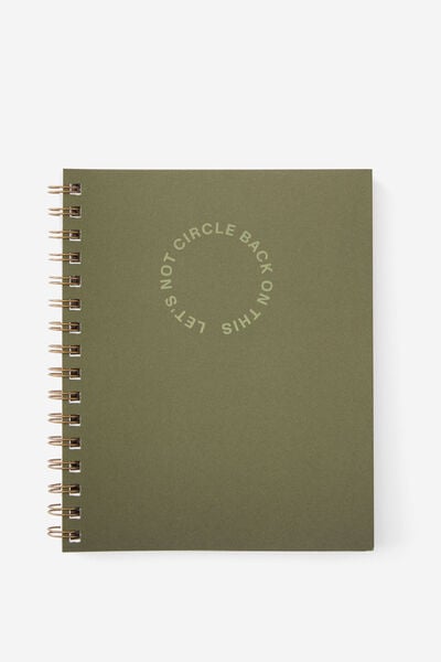 A5 Campus Notebook Recycled, LETS NOT CIRCLE BACK GREEN