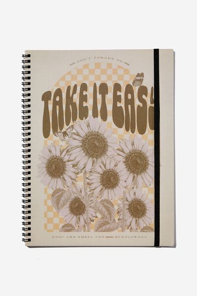 A4 Spinout Notebook Recycled, TAKE IT EASY SUNFLOWERS