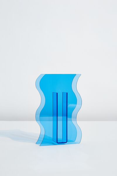Acrylic Vase, CLEAR BLUE WAVE