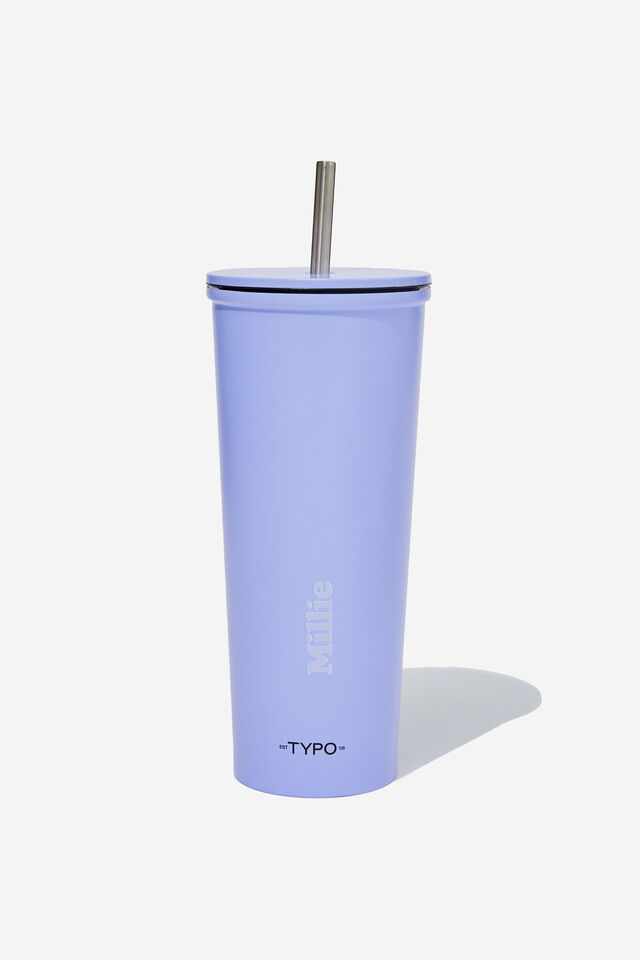 Personalised Metal Smoothie Cup, FEELING THIRSTY LILAC