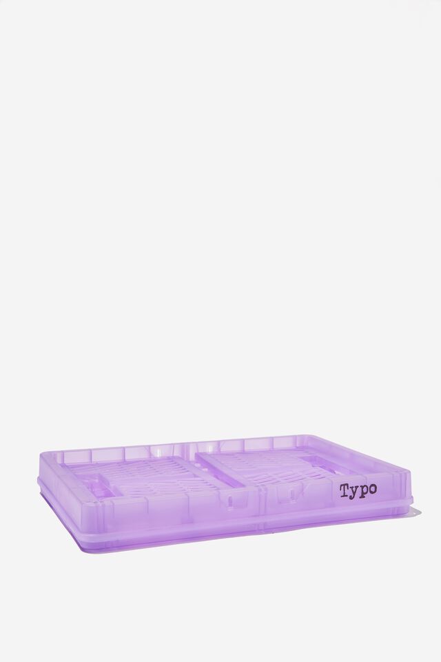 Small Foldable Storage Crate, TRANSPARENT ELECTRIC PURPLE