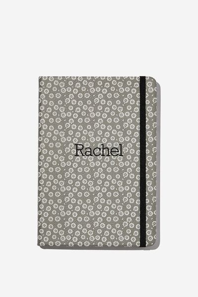 Personalised A5 Buffalo Journal, STAMPED DAISY GREYSCALE