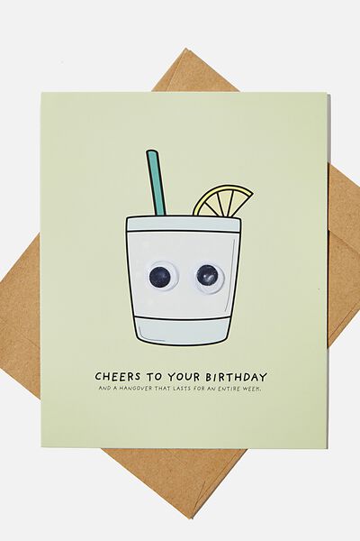 Premium Funny Birthday Card, GOOGLY EYES GIN AND TONIC!