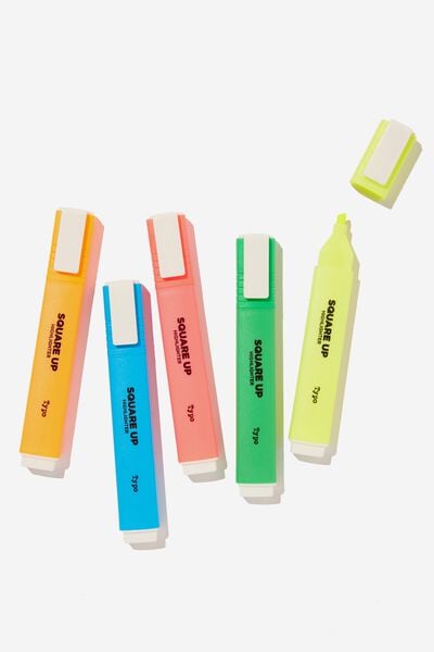 The Square Up Highlighter 5Pk, BRIGHTS