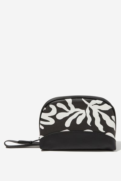 Off The Grid Cosmetic Case, ABSTRACT FOILAGE BLACK + WHITE
