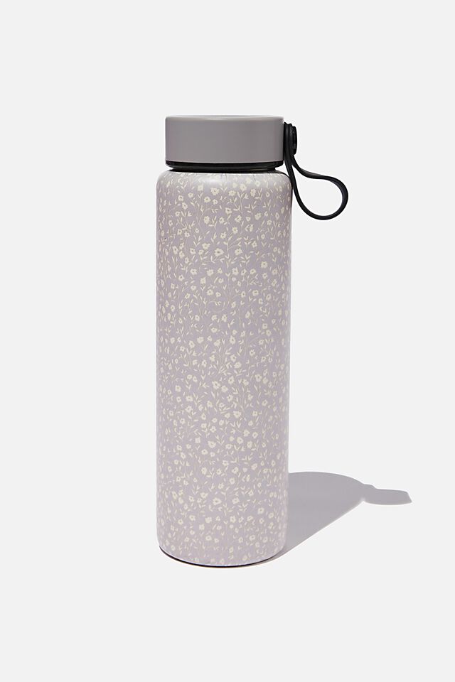 On The Move Metal Drink Bottle 500Ml, COOL GREY MEADOW DITSY