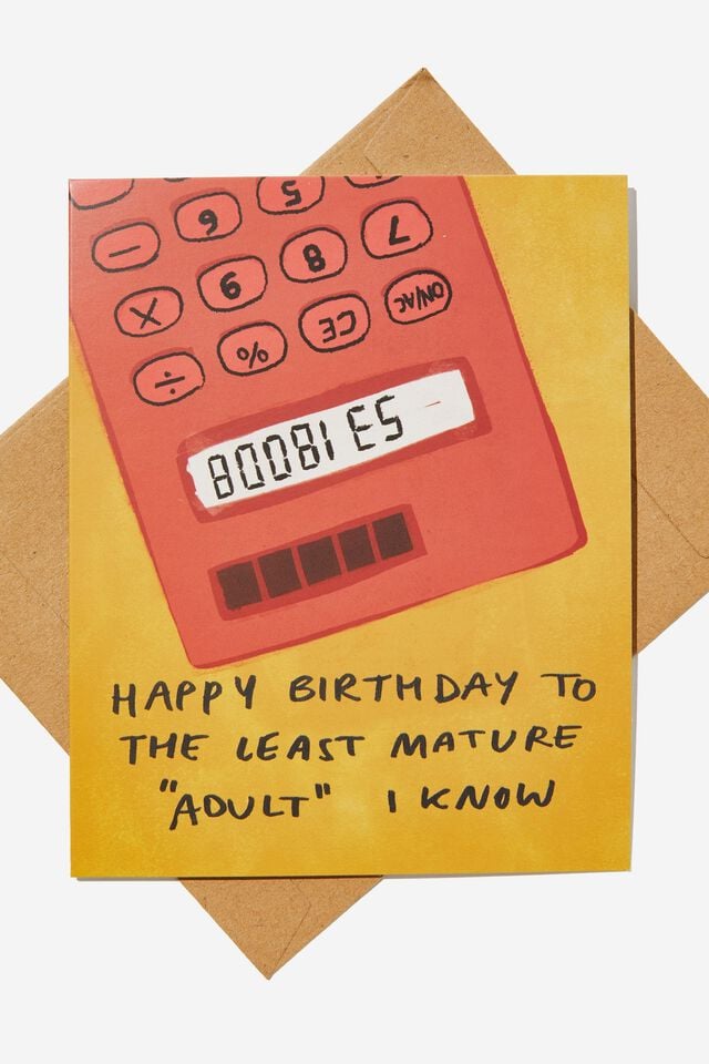 Funny Birthday Card, LEAST MATURE ADULT CALCULATOR