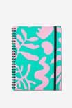 A5 Spinout Notebook, ABSTRACT FOLIAGE JUNGLE TEAL - alternate image 1