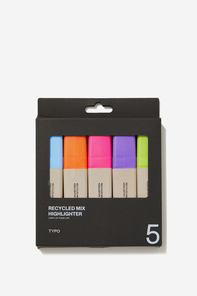 Highlighter 5Pk Recycled Mix, BRIGHTS