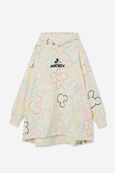 Collab Oversized Hoodie, LCN DIS MICKEY HEAD FLORAL PASTEL USA