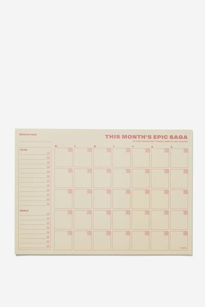A3 Plan Ahead, ECRU NUDE BLUSH MONTHLY PLANNER