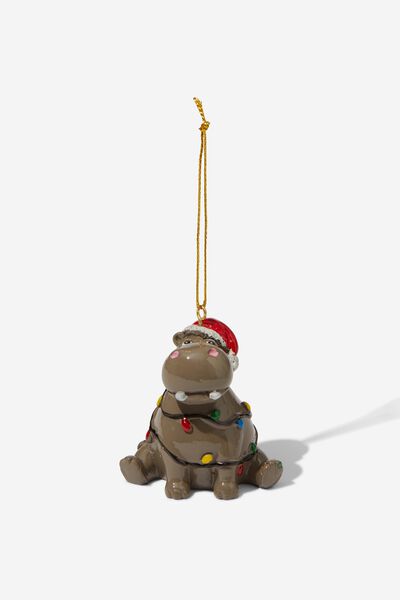 Resin Christmas Ornament, HIPPO IN LIGHTS