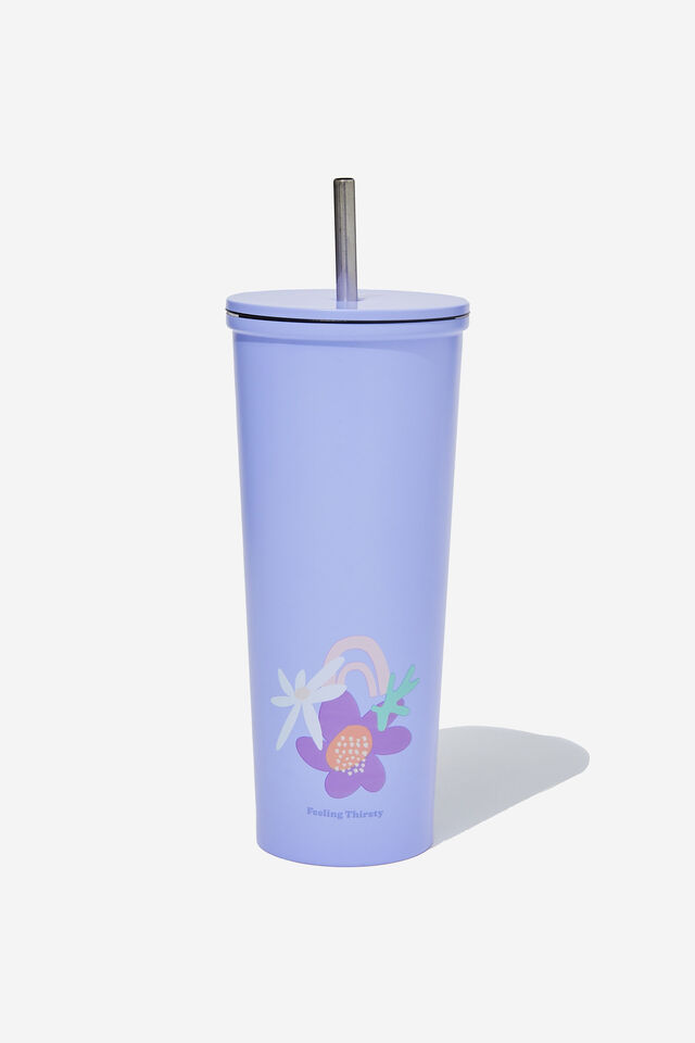 Personalised Metal Smoothie Cup, FEELING THIRSTY LILAC