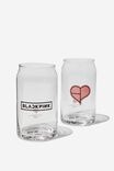 Can Glass Tumbler Set Of 2, LCN BRA BLACK PINK HEART PINK - alternate image 1