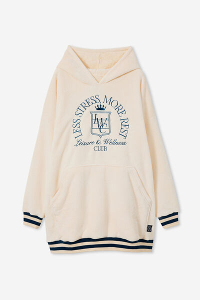 Slounge Around Oversized Hoodie, LESS STRESS MORE REST CLUB